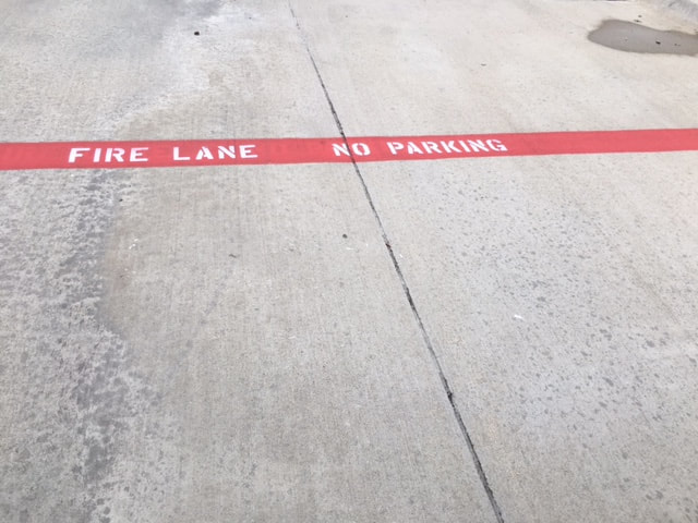 No Parking Fire Lane Striping In Parking Area