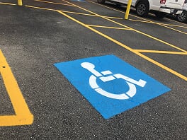 Handicap stall in Derby, Kansas